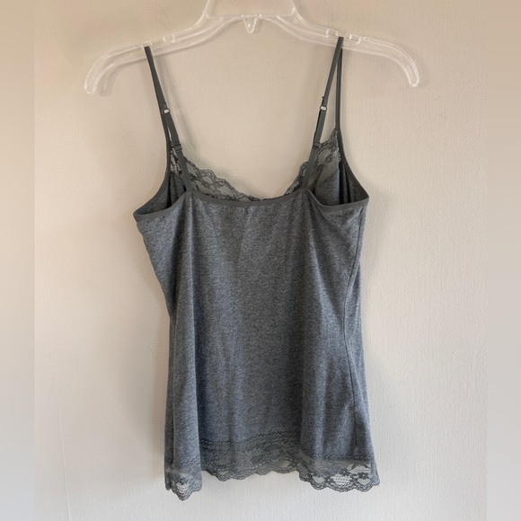 Y2K EXPRESS Lace Trim Cami Tank Top Stretch Gray Camisole Coquette Indie Size M - Picture 8 of 10